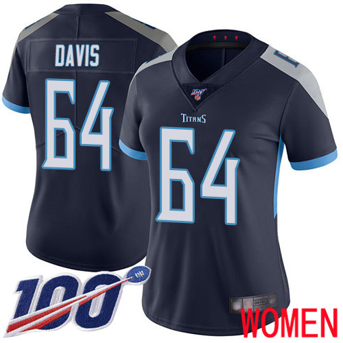 Tennessee Titans Limited Navy Blue Women Nate Davis Home Jersey NFL Football 64 100th Season Vapor Untouchable